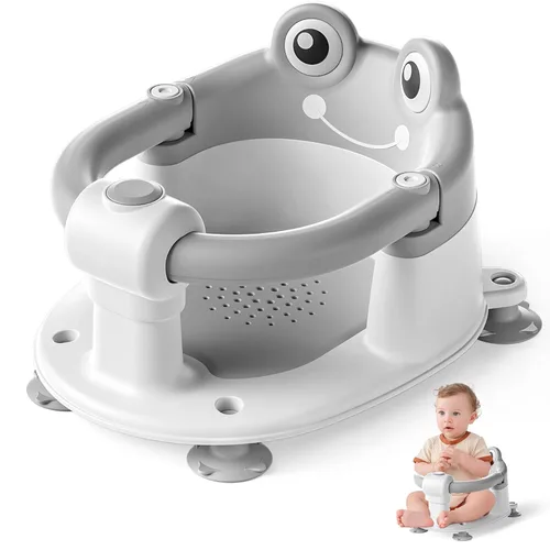 Miniatura 9 de Asiento de baño de bebé para bebés de 6 meses en adelante, asientos de baño antideslizantes para sentarse con ventosas y cojín suave para asiento