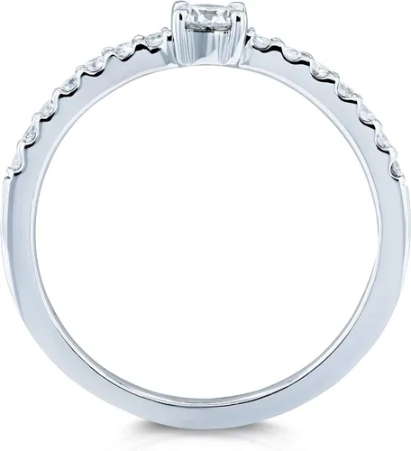 Miniatura 4 de Kobelli Anillo de diamante pequeño bajo en oro blanco de 14 quilates