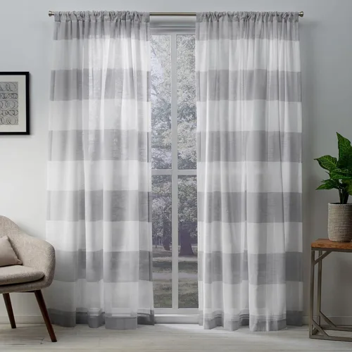 Miniatura 9 de EXCLUSIVE HOME Darma - Par de paneles de cortinas de lino transparente con bolsillo para barra, 50 x 84 pulgadas, color negro perla