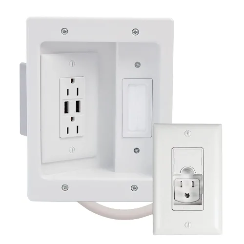 Miniatura 3 de Legrand On-Q - Kit de alimentación para TV en pared, sistema de gestión de cables con toma empotrada, oculta cables para televisores montados