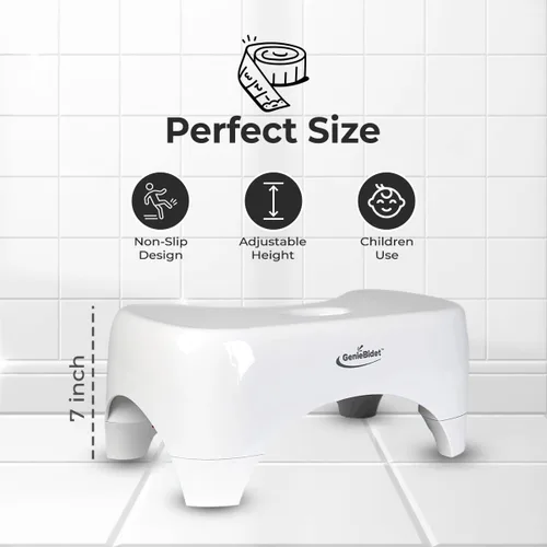 Miniatura 2 de GenieBidet Taburete de inodoro de 7 pulgadas, taburete portátil para excrementos de 350 libras, taburete de baño antideslizante para niños
