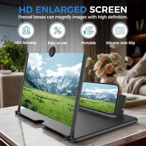 Miniatura 3 de Lupa de teléfono de pantalla grande, pantalla 3D HD 2026 para películas, videos, juegos, soporte plegable para teléfono con amplificador de pantalla