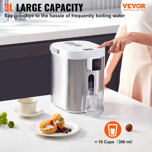 Miniatura 19 de VEVOR Dispensador de agua caliente, caldera y calentador de agua ajustable de 4 temperaturas, calentador de agua de encimera de acero inoxidable