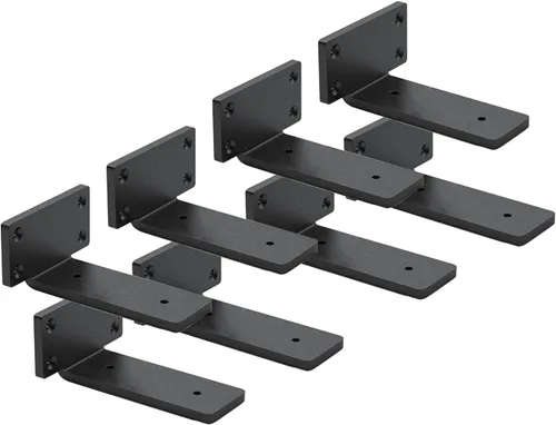 Miniatura 3 de Paquete de 4 soportes de estante flotantes de 8 pulgadas, soporte de estante oculto de 1/5 pulgadas de grosor, soportes de metal de hierro