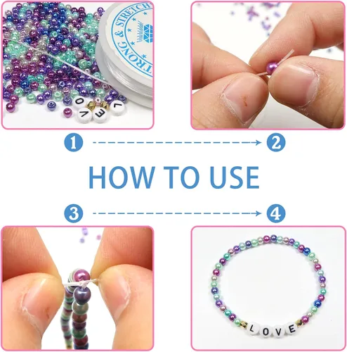 Miniatura 4 de TOAOB - 1000 cuentas espaciadoras redondas sueltas de cristal de la serie azul de 0.157 pulgadas para manualidades, collares, pulseras y fabricación