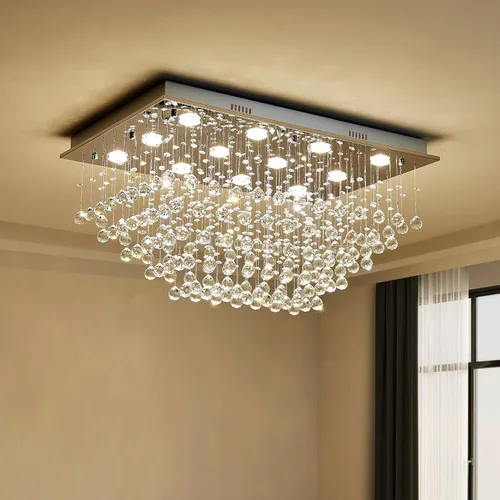 Miniatura 11 de Saint Mossi K9 Lámpara de Araña de Cristal con 9 Luces y 2 Niveles, Lámpara de Techo Empotrada Moderna, Lámpara de Araña Moderna para Dormitorio