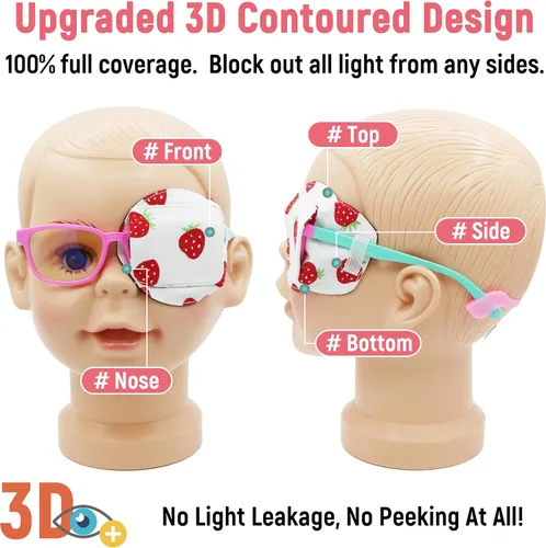 Miniatura 2 de Astropic Parche para ojos de algodón y seda 3D para niños, parche de ojos para niñas para gafas Parche médico para niños con ojo perezoso