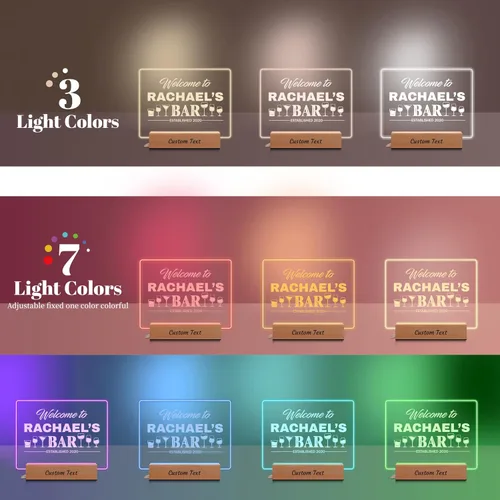 Miniatura 8 de Letrero de Bar Personalizado, Regalos para Bar en Casa, Placa Acrílica LED Personalizada Luz Nocturna, Letrero LED Iluminado para Decoración de Pub