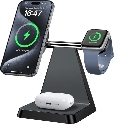 Miniatura 9 de Estación de carga para múltiples dispositivos Apple: Woruda 3 en 1 Soporte de cargador inalámbrico magnético para iPhone Mag Safe - Base de carga