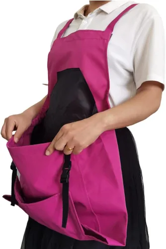 Miniatura 7 de Taoke Delantal de jardinería Oxford impermeable con bolsillos, con correa ajustable y bolsillo para cosecha, regalo para mujeres/hombres Rosa Rojo