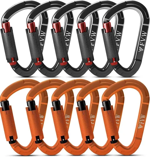 Miniatura 12 de Mosquetones de Escalada en Roca con Bloqueo Automático, Certificados UIAA Profesionales 25KN (5620 lbs) Mosquetones Resistentes para Rappel
