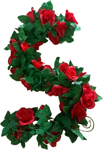 Miniatura 8 de Paquete de 2 Guirnaldas de Vid de Rosa Artificial Rosas Falsas Flores Plantas Enredaderas Colgantes Decoración de Hojas Florales para Boda Fiesta