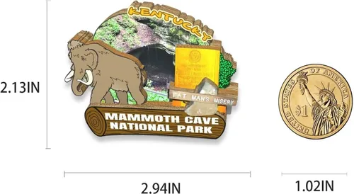 Miniatura 3 de Imán del parque nacional de la cueva del mamut de los E.E.U.U. Imán de nevera 3D de madera Monumentos de viaje coleccionables, decoración hecha a