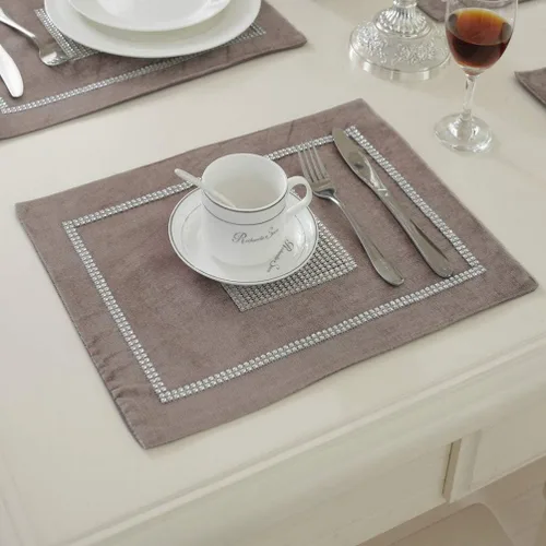 Paquete de 4, manteles individuales elegantes de 12 x 16 pulgadas, manteles individuales clásicos y elegantes con lentejuelas y diamantes de