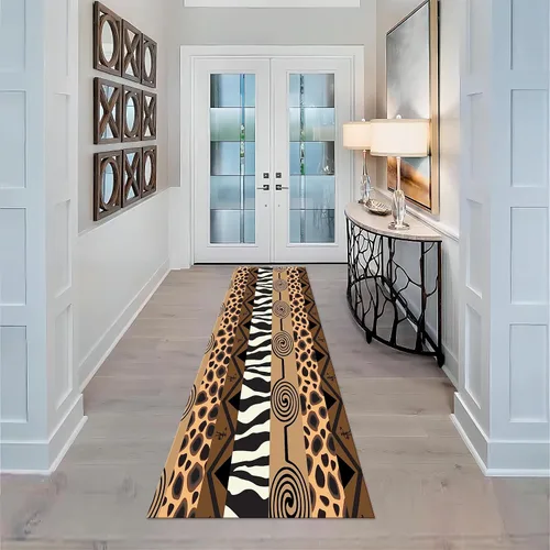 Miniatura 42 de Alfombra de pasillo con estampado de tigre, 2 x 10 pies, alfombra de rayas con estampado de piel de animal, alfombra interior a rayas blancas y 5