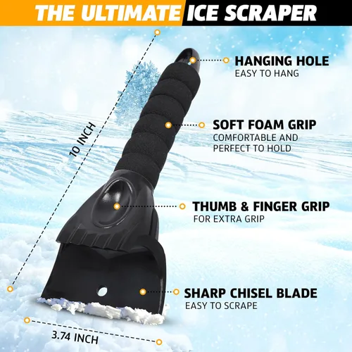 Miniatura 2 de EcoNour Raspadores de hielo para parabrisas de automóvil (1 paquete) Rascador de hielo para automóvil Raspador de nieve para ventana
