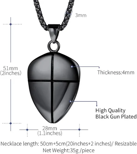 Miniatura 3 de FaithHeart Josué 19 Escudo de Fe Efesios 616-17Efesios 610Isaías 5417 collar con colgante de acero inoxidable con amuleto cruzado para hombres