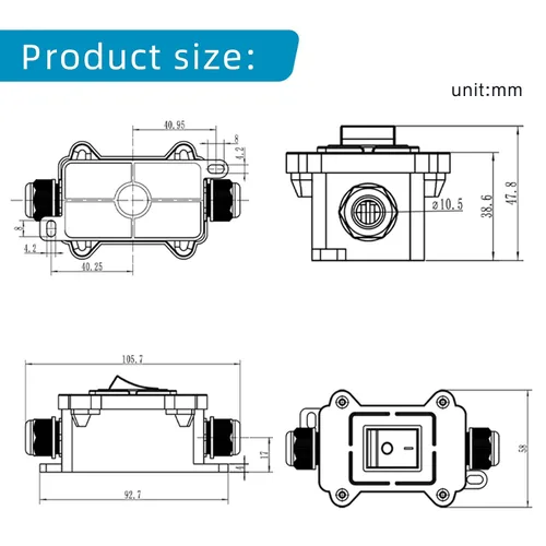 Miniatura 6 de lcocove JD IP65 - Interruptor de cable en línea impermeable 125/250 V, 30 A, 4 pines, 2 posiciones de encendido y apagado, interruptor de botón