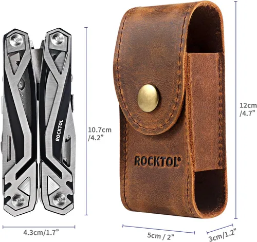 Miniatura 4 de ROCKTOL Funda multiherramienta, funda de cuero con cierre de presión premium para cinturón, funda de cuchillo multiherramienta de 4.2" para EDC