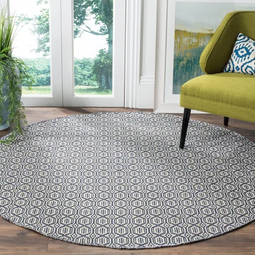 Miniatura 6 de SAFAVIEH Colección Montauk - Alfombra decorativa de 3 x 5 pies, color marfil y azul marino, tejido plano bohemio hecho a mano, de algodón, ideal