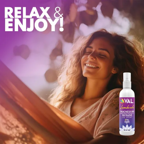 Miniatura 4 de VAL Lombardi - Spray de aromaterapia de magnesio, aceite para aliviar la migraña y el dolor de cabeza con magnesio Zechstein, lavanda, menta