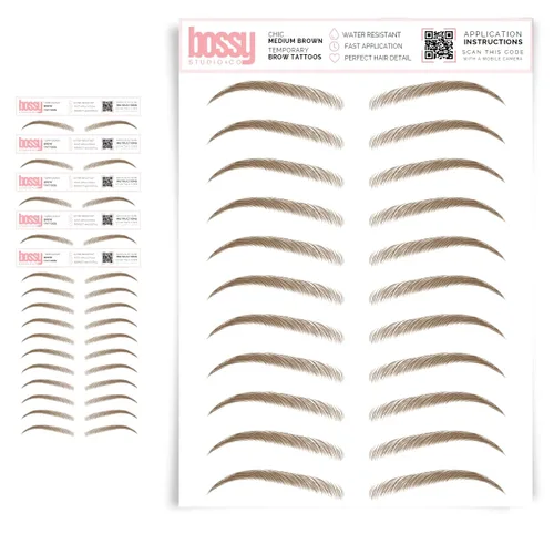 Miniatura 48 de 5 paquetes de tatuajes temporales para cejas, adhesivos impermeables para cejas, tatuajes falsos para el cabello tipo pelar de transferencia
