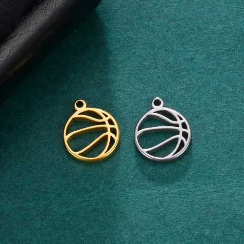 Miniatura 4 de kkjoy 5 dijes de bola deportiva de acero inoxidable para hacer joyas y manualidades, varios dijes, suministros de manualidades, accesorios