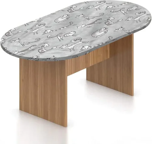 Miniatura 23 de XISUNYA Mantel ovalado ajustable, mantel de poliéster con bordes elásticos grises, diseño digital abstracto suave, estampado urbano moderno, se Gris