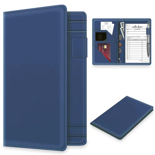 Miniatura 12 de Libreta para meseros con bolsillo con cremallera para camarera, bonita cartera de camarero, organizador de libreta de meseros de restaurante, Blanco