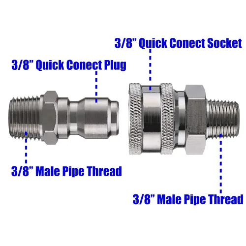 Miniatura 2 de Tool Daily Juego de adaptadores para hidrolimpiadora, Adaptador de lavadora a presión, Kit de conexión rápida de 3/8 pulgadas, M22 0.551 in a M22
