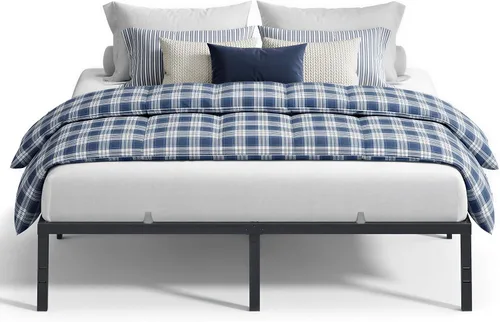 Miniatura 24 de VASAGLE Base de cama de metal tamaño individual de 14 pulgadas de alto, capacidad de peso de 550 libras, no necesita somier, con almacenamiento