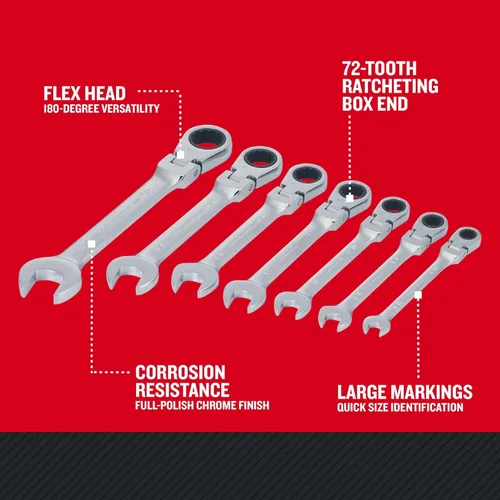 Miniatura 6 de CRAFTSMAN Juego de trinquete SAE Flex reversible de 72 dientes, acabado cromado (CMMT87010)