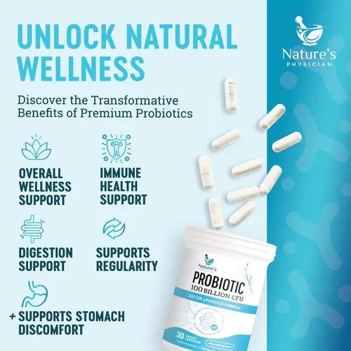 Miniatura 5 de Nature's Physician Probióticos - 100 mil millones de UFC por cápsula - 16 cepas + prebióticos - El mejor suplemento probiótico para mujeres