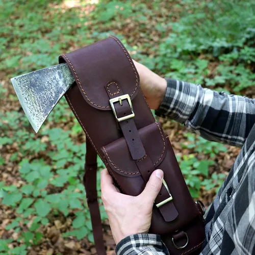 Miniatura 2 de Funda de cuero para hacha hecha a mano, mochila de cuero para estuche de hacha, soporte de hacha mediana grande, funda de transporte de hacha, bolsa