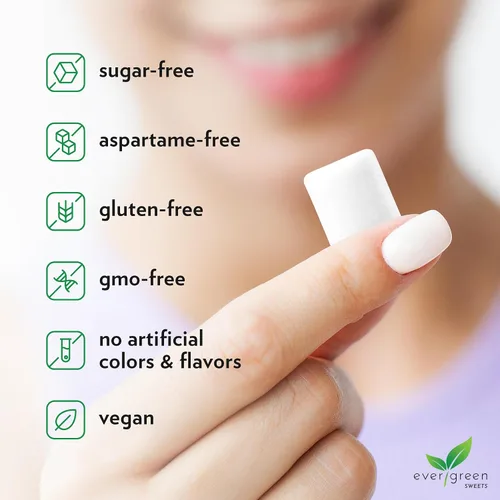 Miniatura 4 de Evergreen Sweets Chicle – Tarro de 100 piezas – Goma de mascar de menta verde natural hecha con xilitol y stevia – sin azúcar, sin aspartamo y vegano