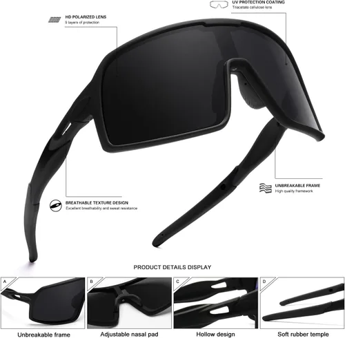 Miniatura 5 de SEKKAF Gafas de sol deportivas polarizadas para hombres y mujeres, gafas de ciclismo con protección UV, para bicicleta de montaña, correr, pesca