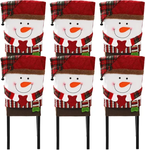 Miniatura 9 de 4 PCS Fundas para Respaldo de Silla Navideñas Protectores de Silla de Comedor Extraíbles Fundas Decoración Navideña para Hogar Comedor Cocina Muñeco