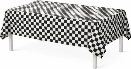 Miniatura 4 de Mantel desechable para fiestas con motivo de bandera de meta de carreras de automovilismo, a cuadros negros y blancos, de GIFTEXPRESS® (paquete de 2)