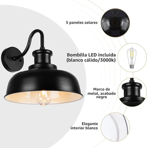 Miniatura 3 de Luz solar de granero para exterior, luces de pared al aire libre del atardecer al amanecer, funciona con energía solar, aplique de pared exterior