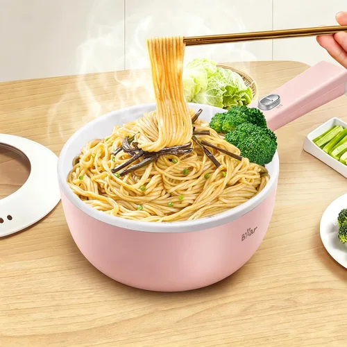 Miniatura 7 de Bear Olla caliente antiadherente 2L, 1000W Olla de cocina portátil multifuncional, fideos rápidos eléctricos, sartenes antiadherentes para carne