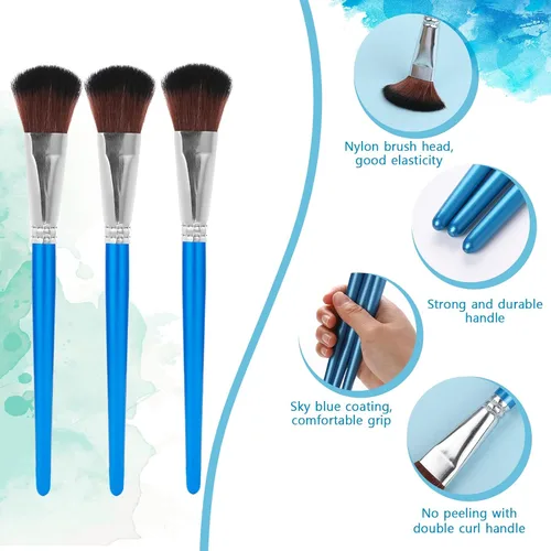 Miniatura 5 de 6 pinceles para fregona para pintura acrílica, pincel ovalado de 1 pulgada con mango de madera para acrílico, acuarela, arte facial y corporal
