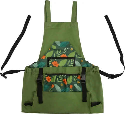 Miniatura 6 de Gardening Apron with Quick Release Pockets for Women and Men, Water Resistant Picking Pouch Verde