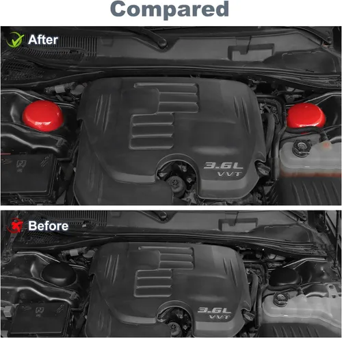 Miniatura 2 de JWWY Cubierta colgante para compartimento del motor para Dodge Challenger Charger 2009-2024+, accesorios de motor ABS rojo, 2 piezas