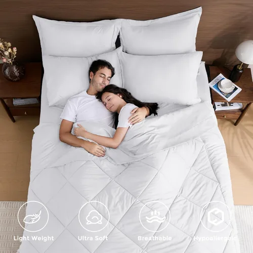 Miniatura 2 de HEVUMYI - Juego de edredón de tamaño Queen de 7 piezas, para todas las estaciones, ropa de cama ultrasuave con edredón, sábana encimera, sábana