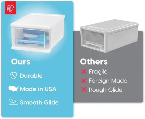 Miniatura 6 de IRIS USA SD-22 - Cajón apilable de plástico, paquete de 4 organizadores de almacenamiento, 7 cuartos de galón, color blanco, 4