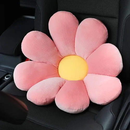 Miniatura 7 de Linda almohada de apoyo lumbar para automóvil, margarita beige, cojín de asiento de apoyo de espalda de cintura, 1 unidad Beige Flower- Almohada