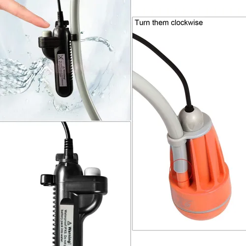 Miniatura 6 de 2019 Ducha portátil para campamento, bomba de ducha compacta con batería recargable USB desmontable, cabezal de ducha de mano al aire libre