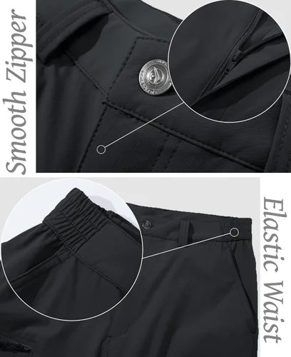 Miniatura 5 de MAGCOMSEN Pantalones de senderismo para hombre, 6 bolsillos, resistentes al agua, pantalones de trabajo de pesca Ripstop, ligeros, de secado rápido