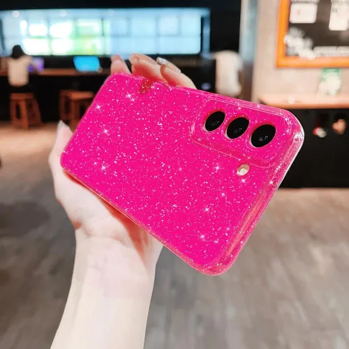 Miniatura 5 de MINSCOSE Compatible con Samsung Galaxy S22 5G Case, Bonito Color Neón Brillante, Purpurina Brillante Delgada Slim A Prueba de Golpes Silicona Rosa