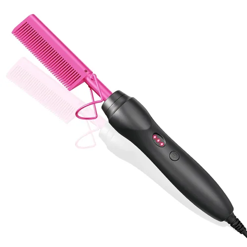 Peines de presión para alisar el cabello, peine eléctrico de cerámica, rizador para cabello negro natural, pelucas de barba, regalo de vacaciones,